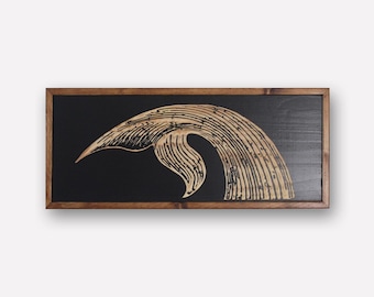 Queue de baleine en bois sculpté | Décoration côtière vintage