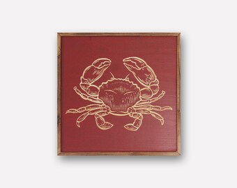 Décoration murale en bois de crabe sculpté - Décoration côtière rustique