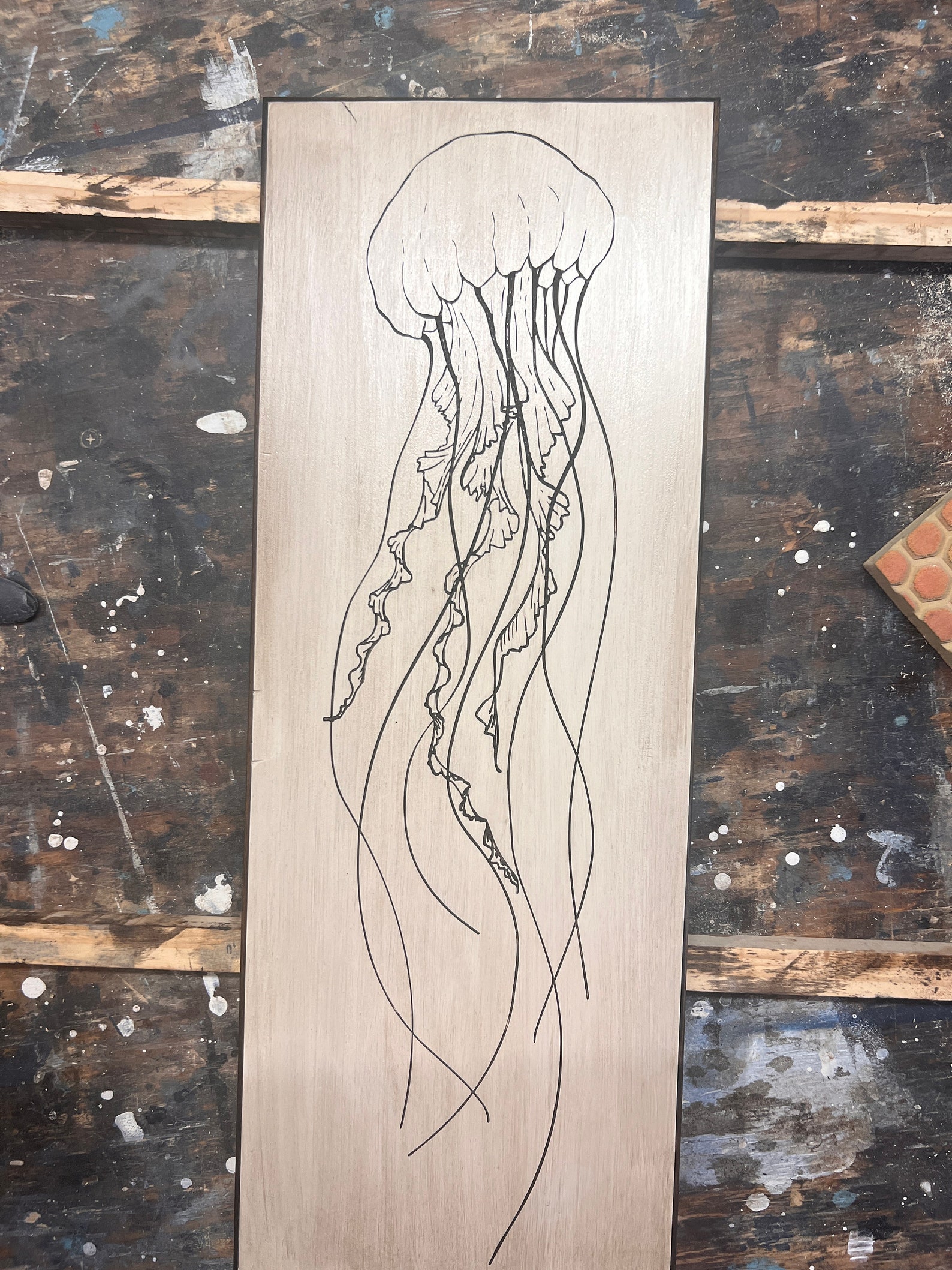 Carved Jellyfish Wood Wall Art | Hand-drawn Coastal Decor - Etsy