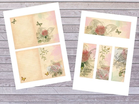 Victorian Digital Paper Junk Journal Flower Fairy Pages Printable Gluebook Scrapbooks, Printable Digital Kit for Journals