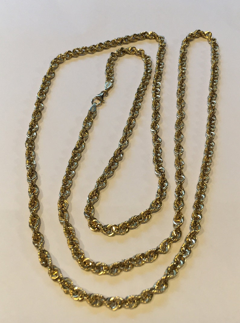 Vintage 14kt Gold Twisted Rope Chain-Peru | Etsy