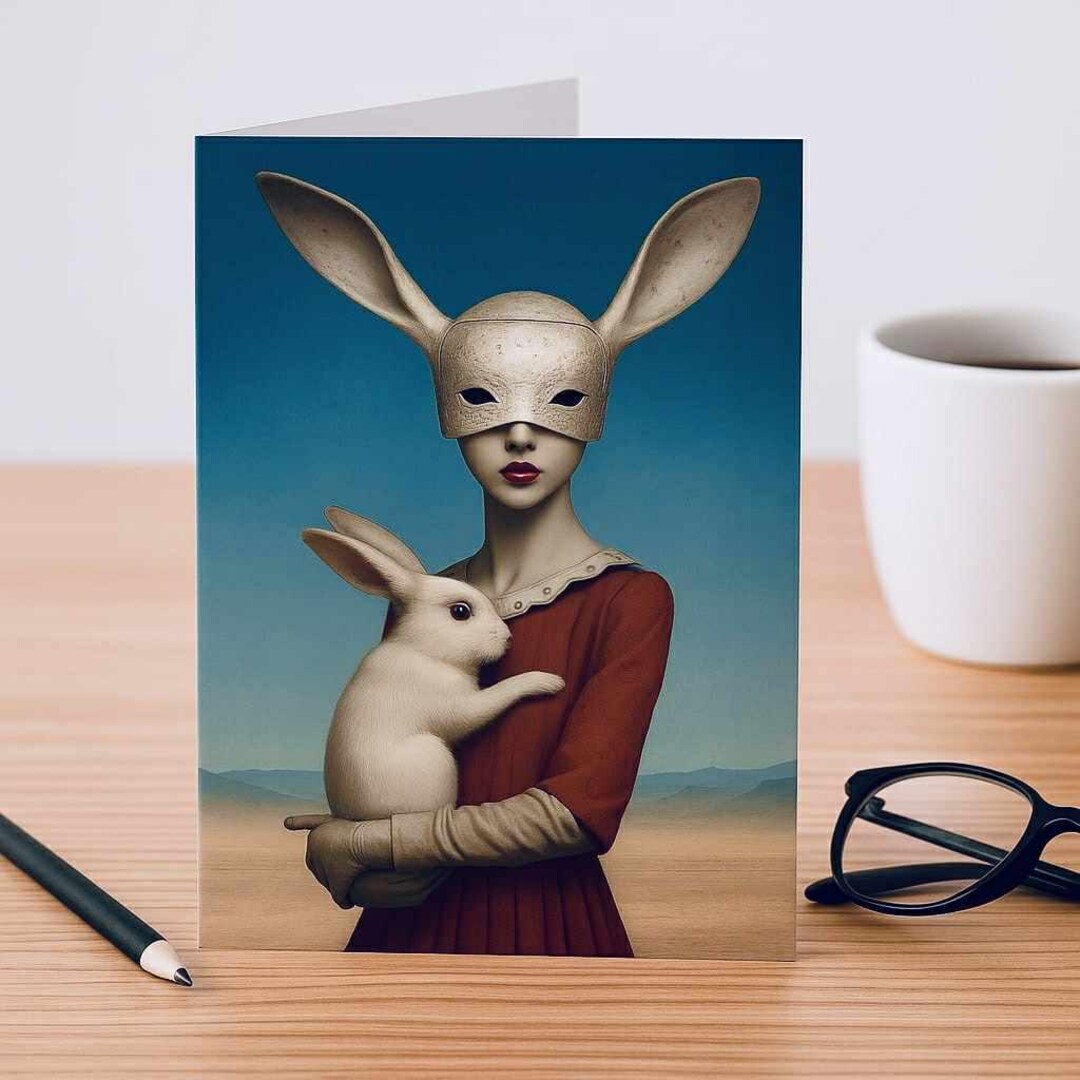 Lady With Rabbit Greeting Card Printable 5X7 - A4 | the Lady With Bunny | Surreal ...