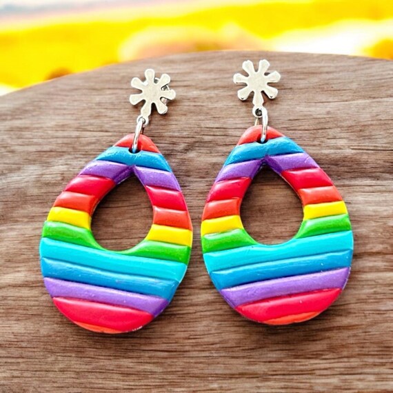 Rainbow Colored Earrings Multicolored Polymer Clay Earrings LGBTQ Dangle Earring Earring for Gay Lesbians NBC 272 Etsy UK
