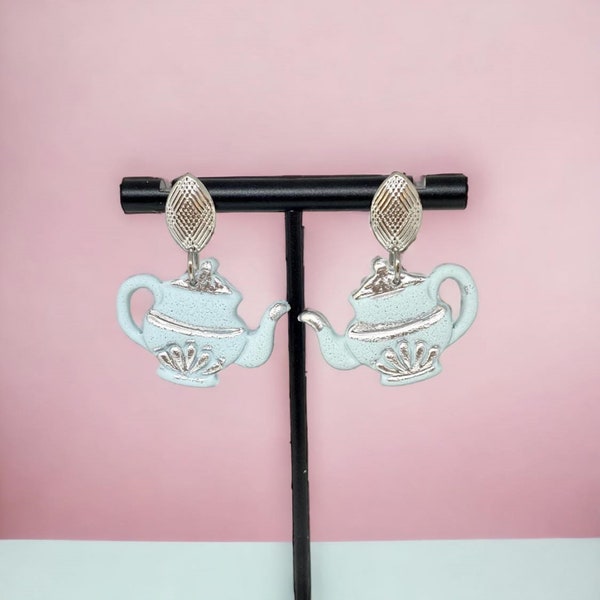 Teapot | Handmade teapot earrings | Polymer clay jewelry | Tea Time Earrings | Earrings for tea lovers (NBC-414)