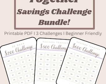 Money Saving Challenge, Savings Tracker Printables, Savings Tracker Bundle, Money Saving Challenge Printable