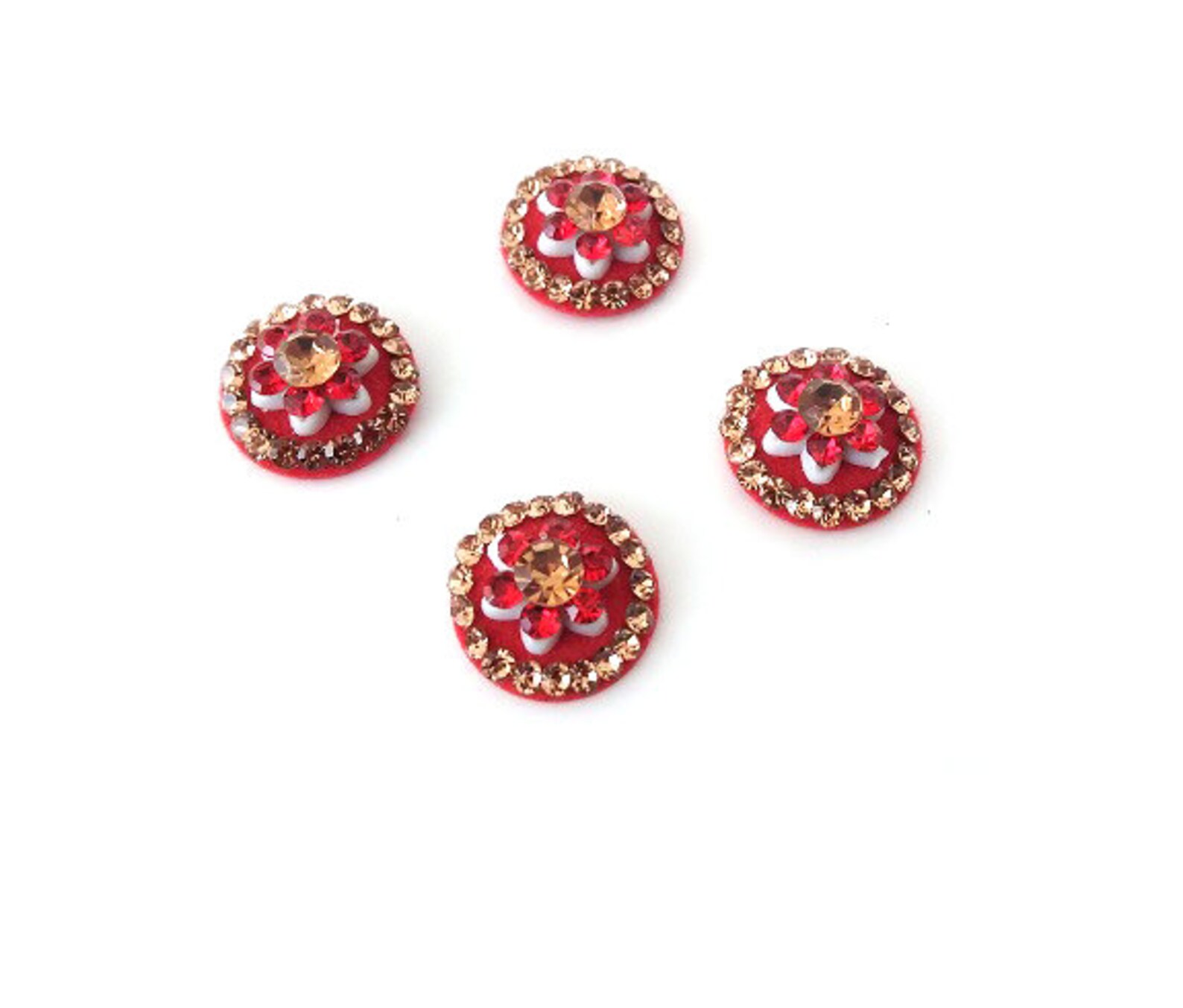 Wedding Stone Bindis Red Bindi with Golden Crystals Indian Etsy