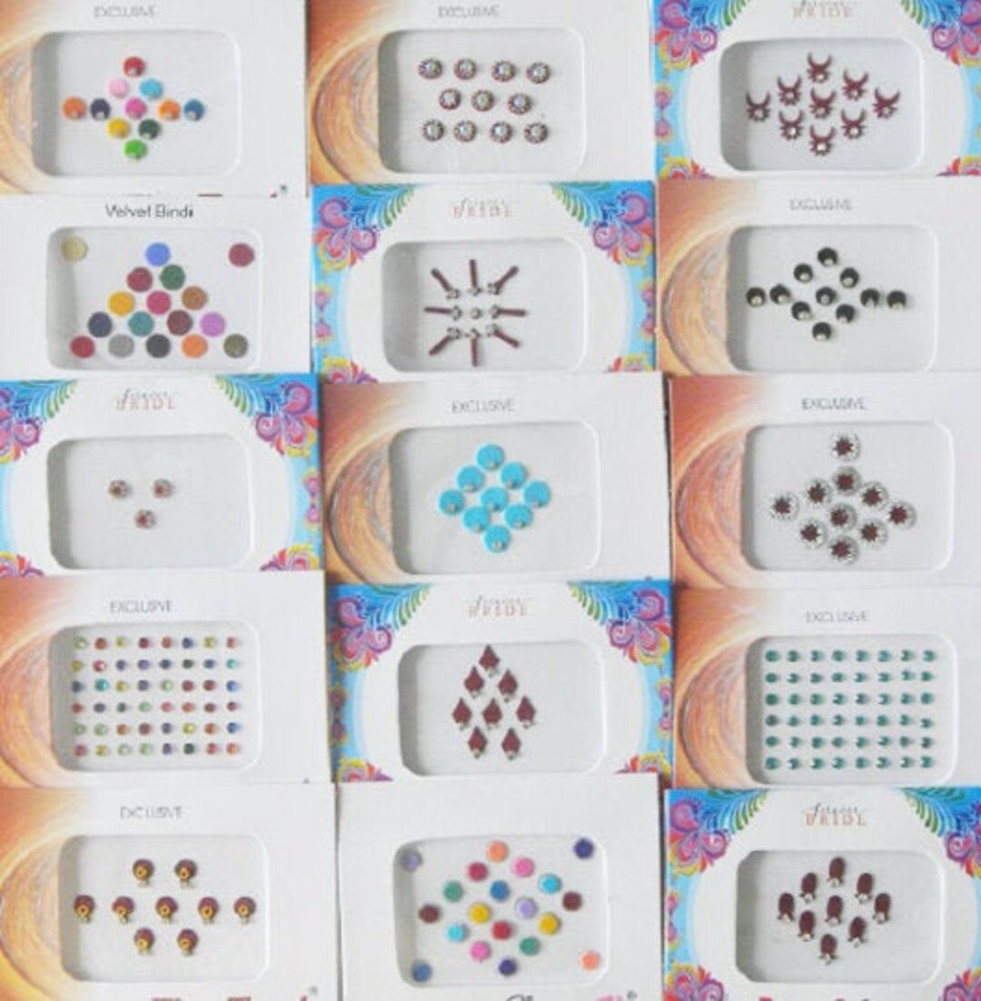 KULIA® Kristall-Bindi Set — 12 Stück, Mehrfarbig, Wiederverwendbar, Für Stirn & Körper