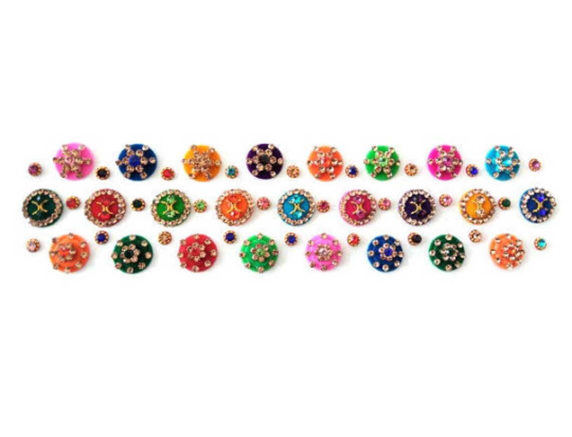 Bindis Round Multicolor Bindi Stickers Indian Colorful Etsy