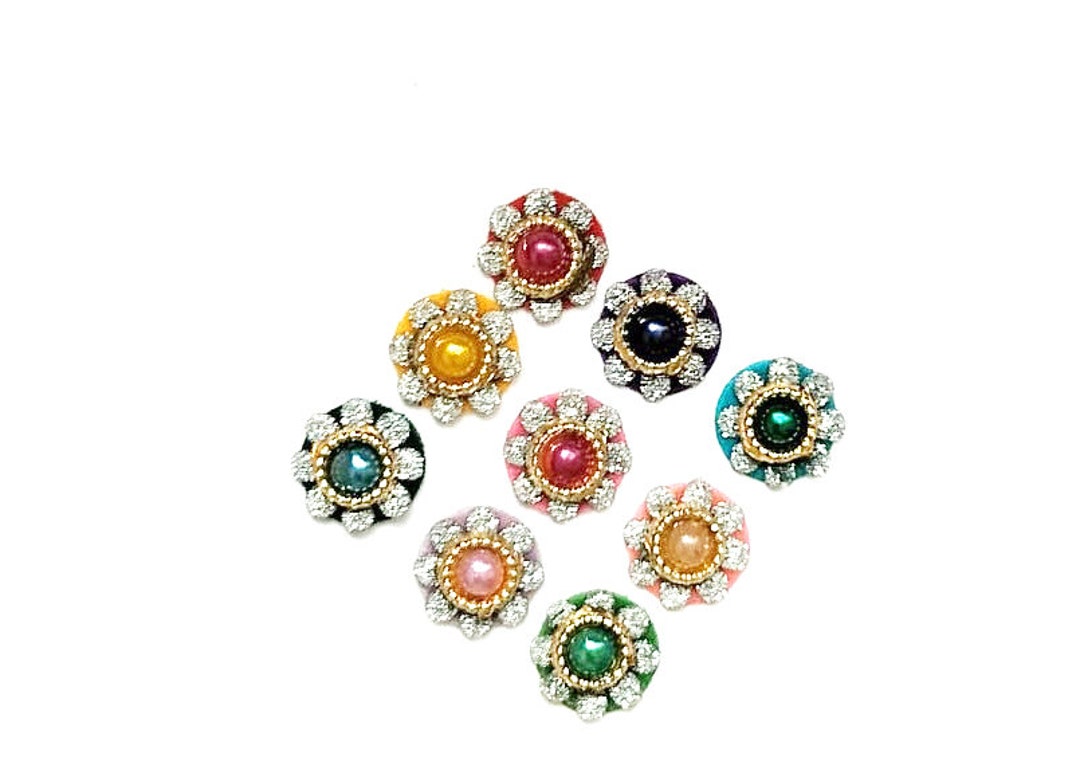Bindi 5 Pack Silver Glitter Designer Round Rhinestone Bridal Face Bindi ...