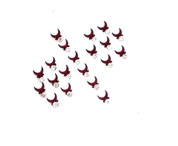 Wholesale Face Jewel Bindi Stickers Marathi Style Maroon Moon