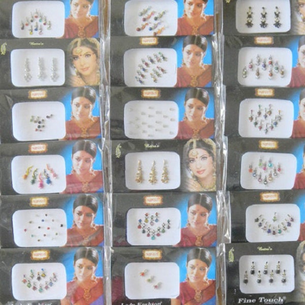 200 Pack Wholesale Indian Bindi,Face jewels,Bollywood Party Bindis in bulk,India Sticker, Straight/Long/Curved/Round Tikka Best Price
