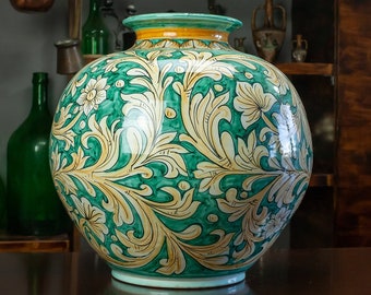 Green Sicilian ceramic jar L. 40 x H. 40 cm