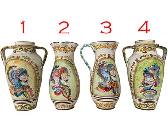 Vases anciens en céramique de collection faits à la main - Vases anciens en céramique de collection de Caltagirone 35 cm