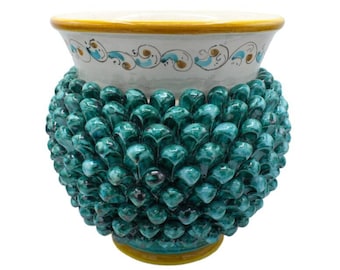 Porte-vase Pigna en céramique sicilienne verte L. 33 x H. 33 cm