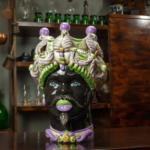 Tête en céramique sicilienne homme Caltagirone &quot;Kore&quot; 45 cm