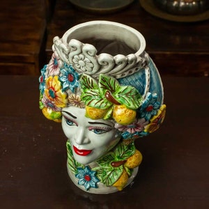 Moorish Head Sicilian Moorish Heads Model Flowers L. 21 X H. 30 Cm - Etsy