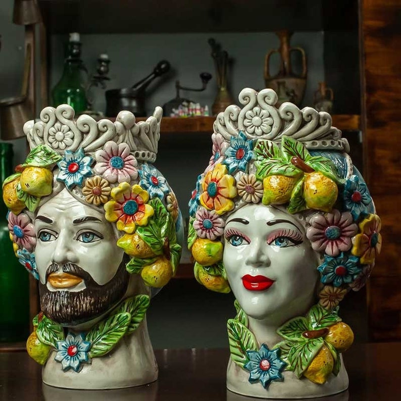 Moorish Head Sicilian Moorish Heads Flowers Model L. 21 X H. - Etsy