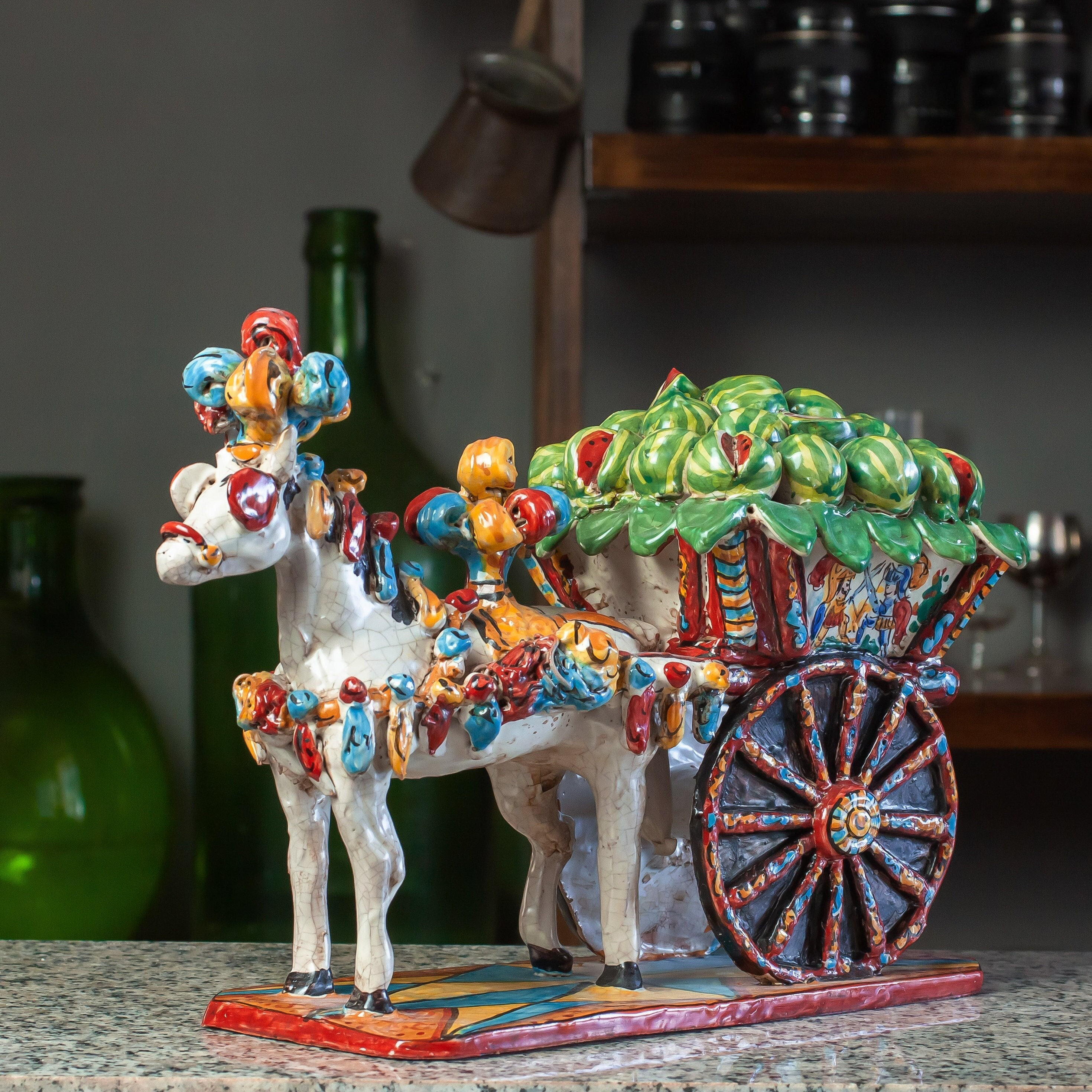 Vtg Large Sicilian Gidi's Carrettino Horse Drawn Carriage Folk Art ...