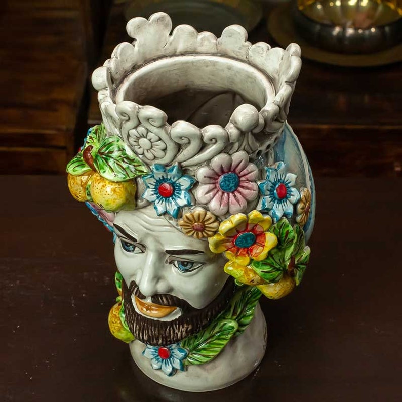 Moorish Head Sicilian moorish heads model flowers L. 21 x H. 30 cm image 7