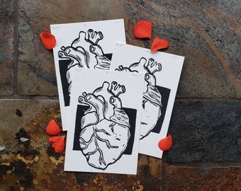 Heart linocut LIMITED EDITION