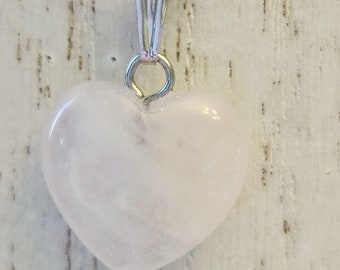 Collar Corazón de Cuarzo Rosa Plata