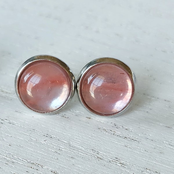 Cherry Quartz Stud Earrings