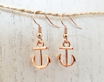 Pendientes Ancla Oro Rosa