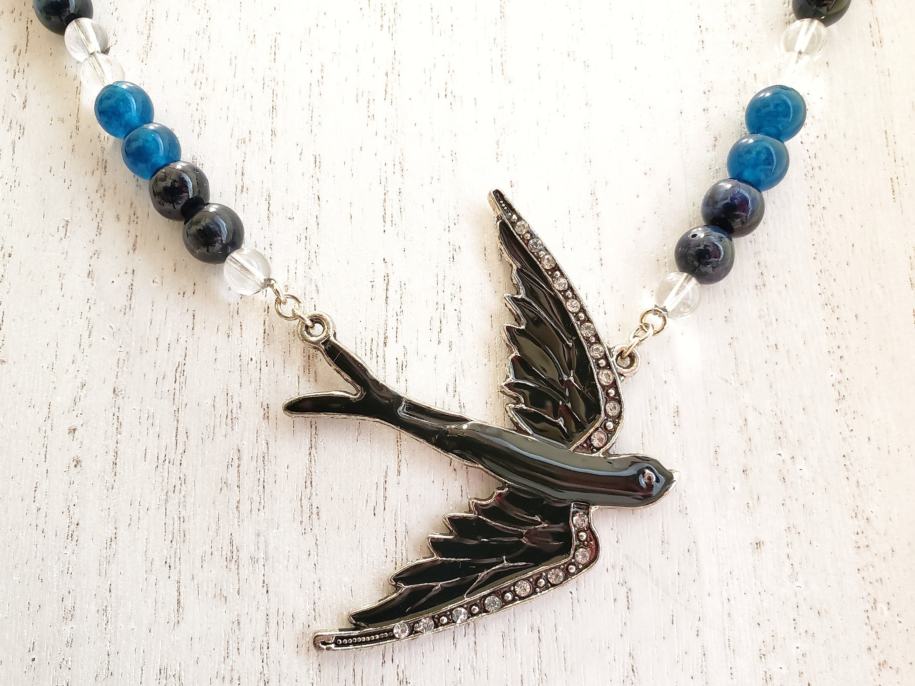 Black Bird Necklace Etsy