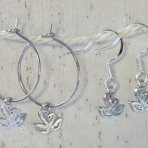 Silver Swan Earrings