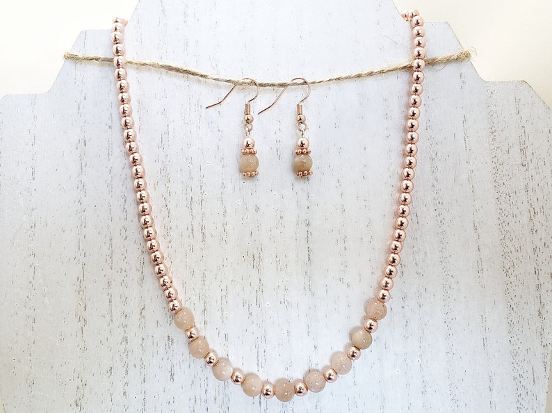 Rose Gold Necklace Set Etsy