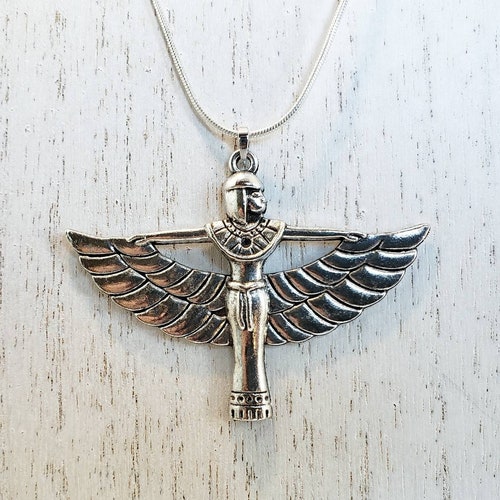 Isis Necklace Egyptian Goddess Winged Maat Dainty Mama - Etsy