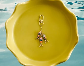 Beaded Fish Keychain | Colorful Seed Bead Purse Charm