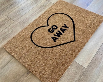 Go Away Doormat, Go Away, Minimalist Decor,  heart doormat, doormat funny, welcome mat, door mat, Housewarming Gift,  Funny Gift