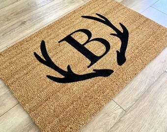 Custom Doormat, Antler Doormat, Cabin Doormat, Lodge Doormat, Large Doormat, Camping Decor, Holiday Doormat, Winter Doormat