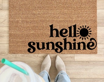 Doormat, Minimalist Doormat, Bohemian Doormat, Retro Doormat, Gift for Her, Welcome Doormat, Hello Sunshine