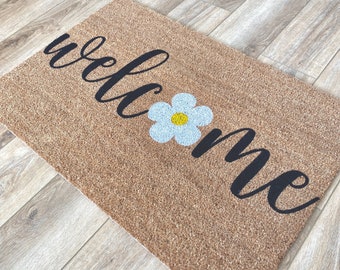 Door mat, Welcome Mat, Summer Doormat, Spring Doormat, Housewarming Gift, New Home Gift, Flower Doormat, Gift for Her