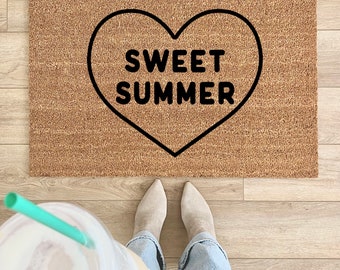 Doormat, Minimalist Doormat, Bohemian Doormat, Heart Doormat, Door mat, Welcome Doormat, Sweet Summer