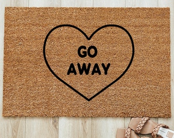 Go Away Doormat, Go Away, Minimalist Decor,  valentines doormat, anti valentines day doormat, welcome mat, door mat, sarcastic door mat
