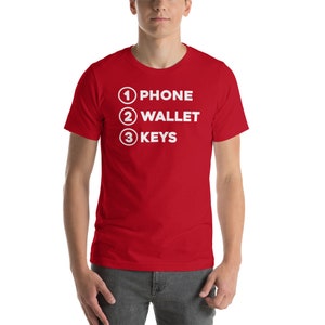 Telefon Brieftasche Schlüssel T-Shirt - Benutzerdefinierte Baumwoll T-Shirt, lässiges Kurzarm-Shirt für das tägliche Wesentliche, perfektes Geschenk für Freunde und Familie