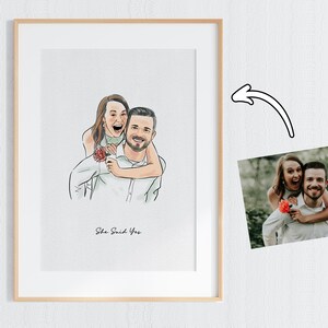 retrato de pareja, regalo de pareja personalizado, regalo para parejas, foto de pareja, pintura de acuarela a partir de una foto, dibujo de pareja, retrato de pareja personalizado