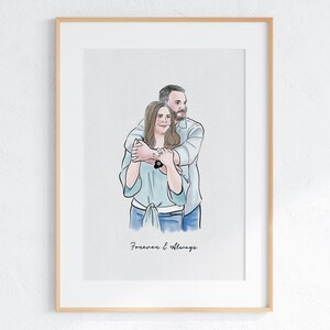 Ilustración de retrato de pareja personalizado, pintura de acuarela a partir de una foto, regalo de pareja personalizado, foto de pareja, retratos de pareja, dibujo de pareja
