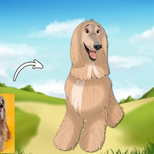 Cartoon Portrait, portrait from photo, cartoon illustration, pet portrait disney, dog illustration, pet portrait, custom pet cartoon image 9
