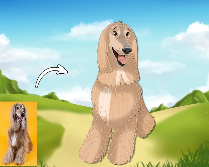 Cartoon Portrait, portrait from photo, cartoon illustration, pet portrait disney, dog illustration, pet portrait, custom pet cartoon image 9