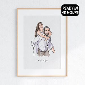 custom couple portrait, couple drawing, couple photo gift, gift for couples, custom couple portrait illustration, painting from portrait