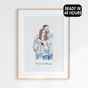 custom couple portrait, couple drawing, couple photo gift, gift for couples, custom couple portrait illustration, painting from portrait