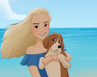 custom portrait gift, portrait from photo, custom illustrated portrait, cartoon gifts, portrait drawings, drawing from photo