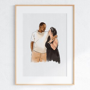 retrato de pareja, regalo de pareja personalizado, regalo para parejas, foto de pareja, pintura de acuarela a partir de una foto, dibujo de pareja, retrato de pareja personalizado