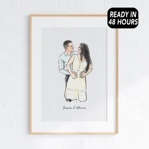 custom couple portrait, couple drawing, couple photo gift, gift for couples, custom couple portrait illustration, painting from portrait