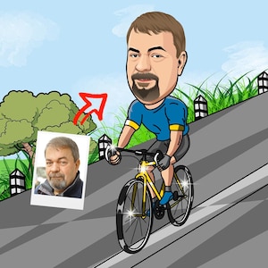 Cyclist Gift Portrait Caricature from Photo / gift for cyclist / gifts for cyclists / cyclist cartoon / cycling gifts