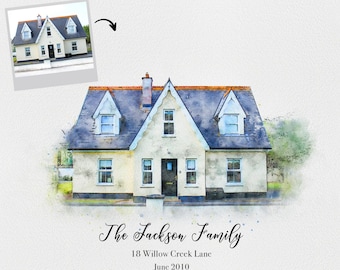 Home portrait, house painting, housewarming gift, our first home sign, home sweet home sign, watercolor home, house portrait, realtor gift